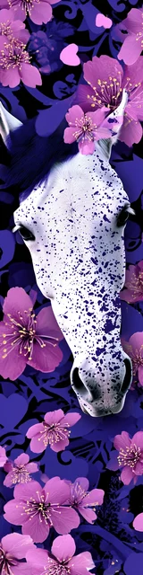 Free purple bookmark featuring a horse head on purple